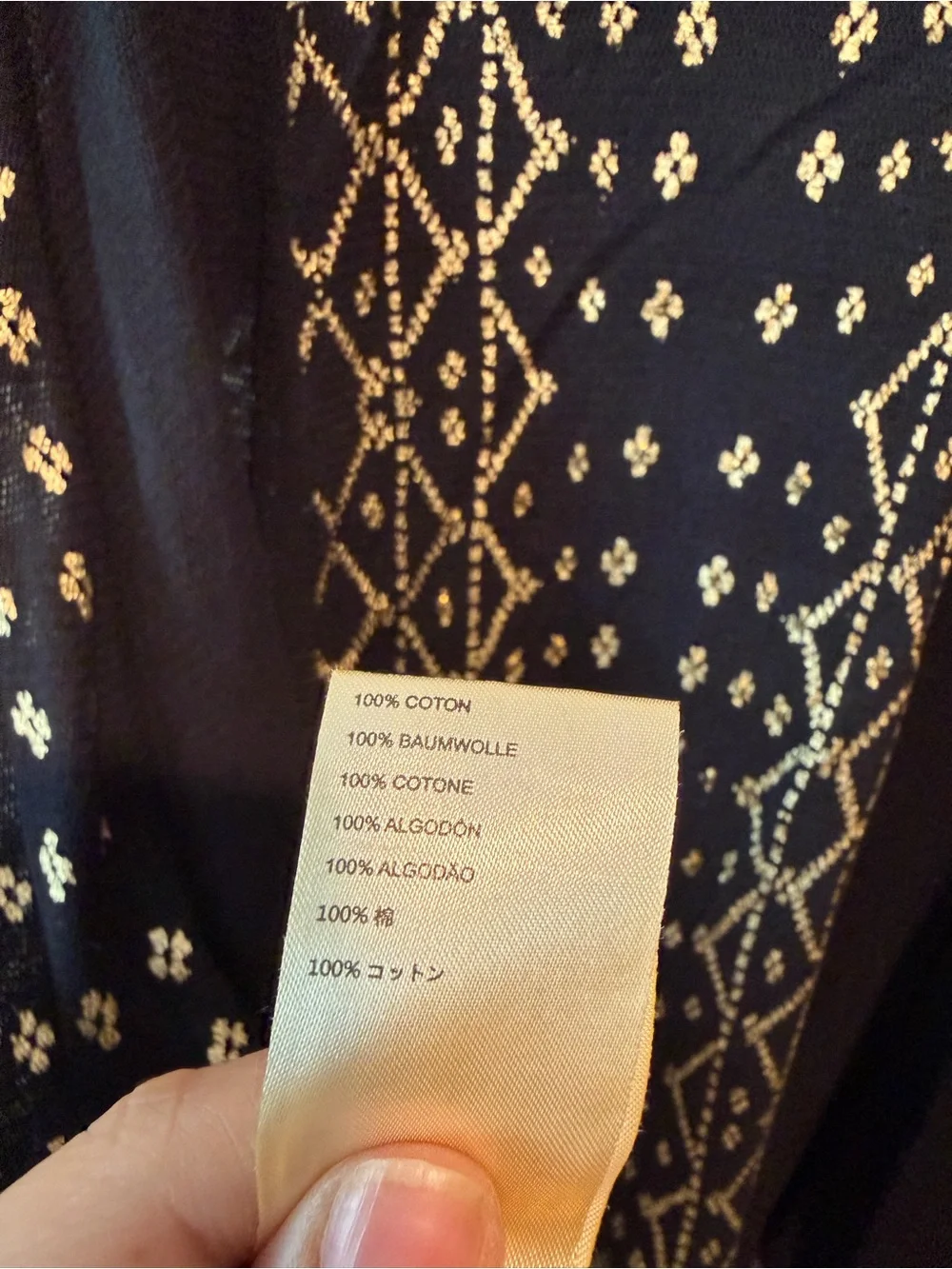 Free People Geometric Poncho Oversized‎ Size Small Black Gold
